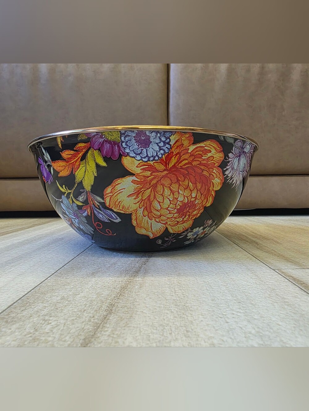 MacKenzie-Childs Flower Market Large Everyday Bowl in Black